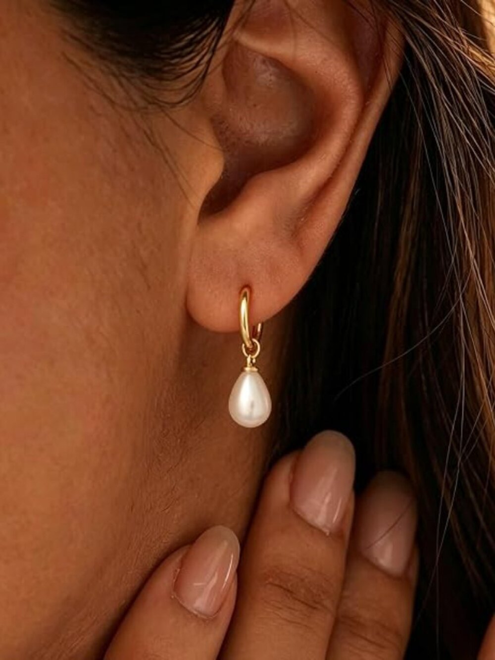 Gold & Pearl Jewelry Bundle – Ring (Size 8), Necklace, Bracelet & Dangle Earring - Picture 5 of 10